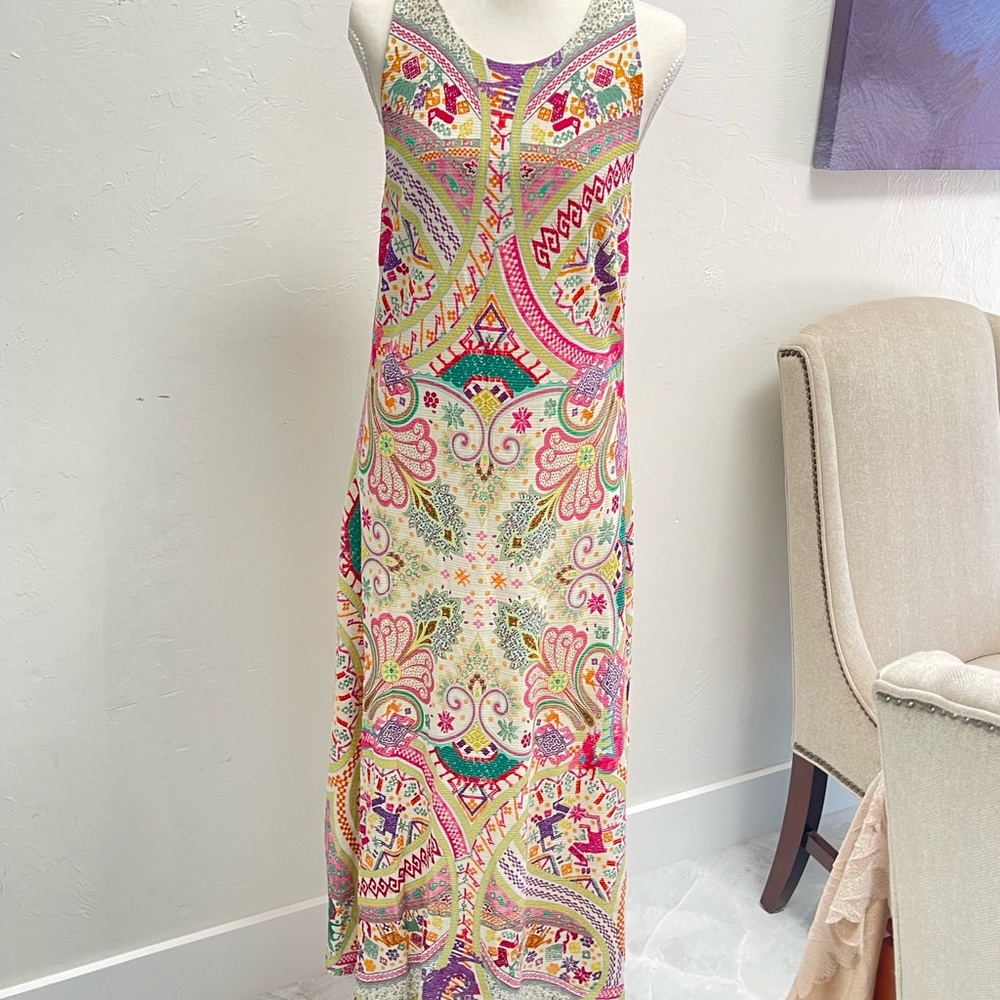 Etro Colorful Paisley Sleeveless Silk Maxi‎ Dress Size XL